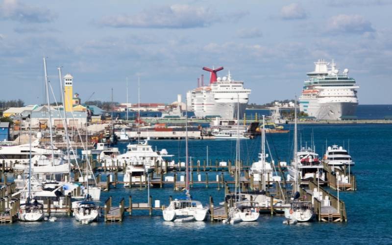 Marina And Cruise Ship in the Port of Nassau, Bahamas