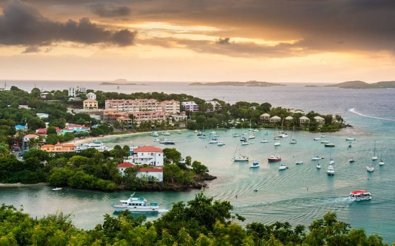 High View of United States Virgin Islands Cruz Bay, St. John