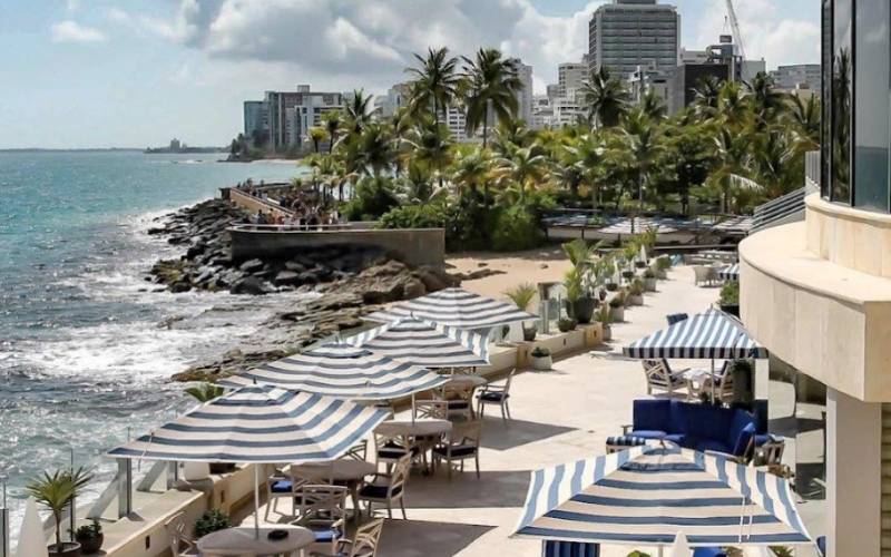Beach Side Tables of Condado Vanderbilt Hotel, San Juan Puerto Rico