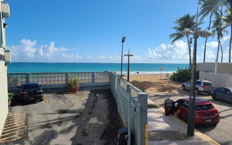 Parking at the Beach Side in Sandy Beach Hotel, Puerto Rico