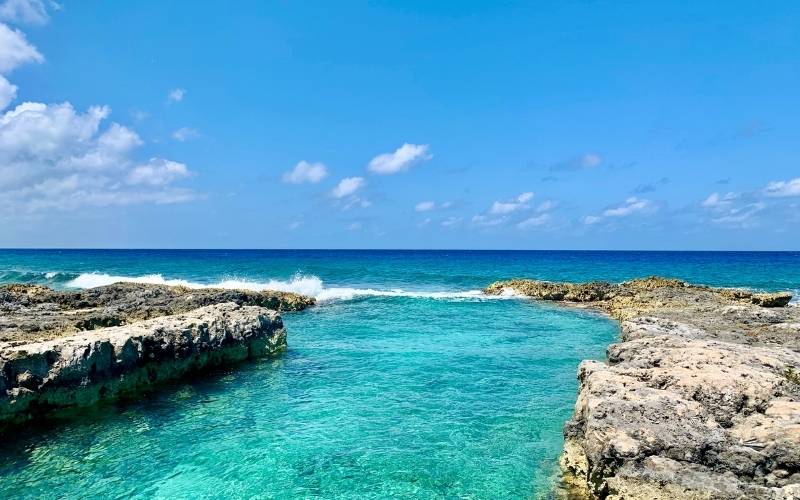 Rock formation at beach of Cayman Brac, Cayman Islands
