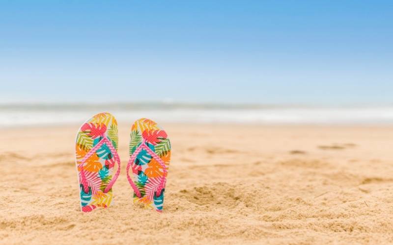 Travel Flip Flops on Beach
