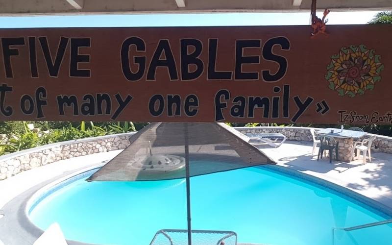 Wood Sign of Five Gables, Montego Bay Jamaica