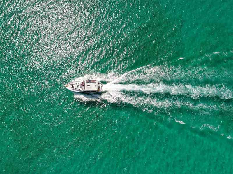 Birds eye view of Dive boat captured